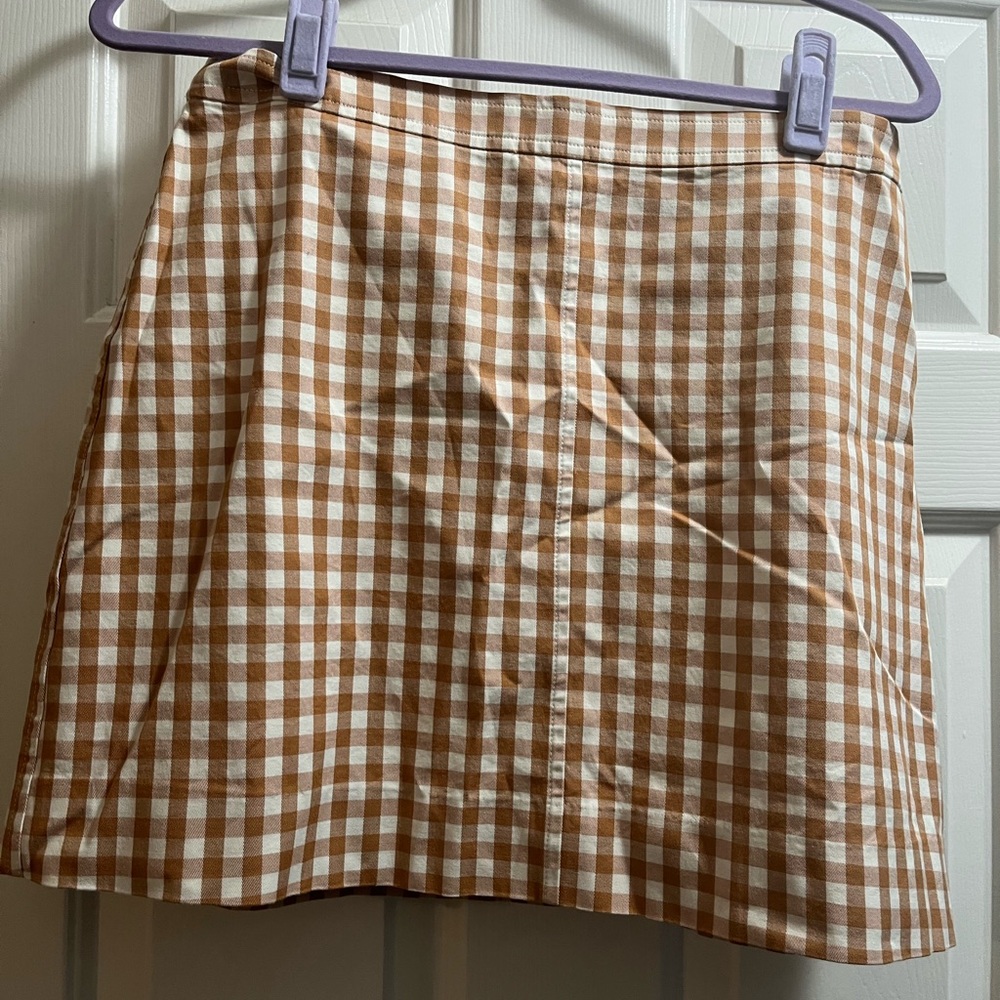 J. Crew Brown and White A-Line Mini Skirt Resort Wear